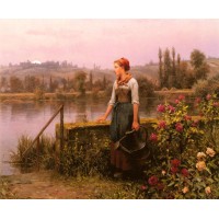 A Woman with a Watering Can by the River