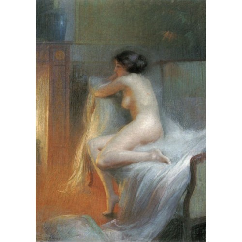 A Nude Reclining by the Fire