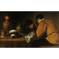 Two Young Men at a Table