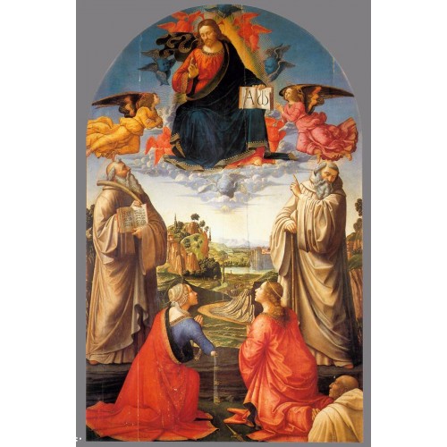 Christ in Heaven with Four Saints and a Donor