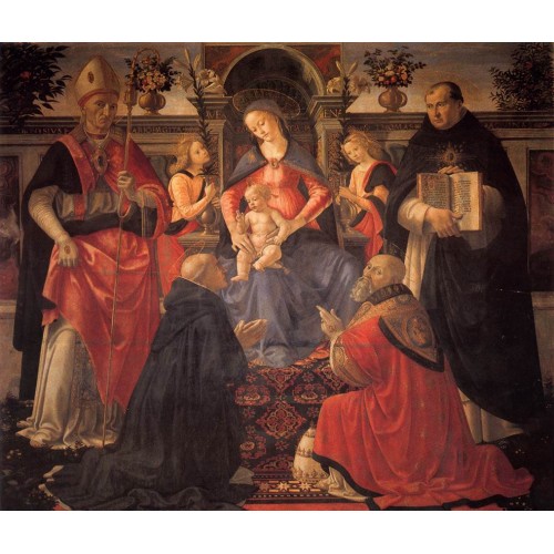 Madonna and Child Enthroned between Angels and Saints