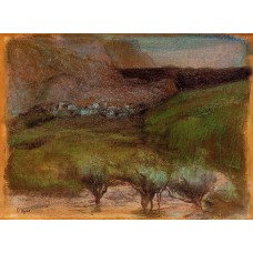 Olive Trees against a Mountainous Background
