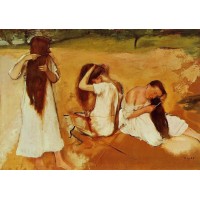 Three Women Combing Their Hair