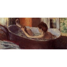 Woman in a Bath Sponging Her Leg