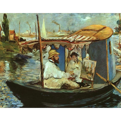 Claude Monet Working on his Boat in Argenteuil