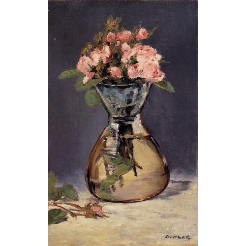 Mosee Roses in a Vase