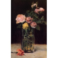 Roses in a Glass Vase