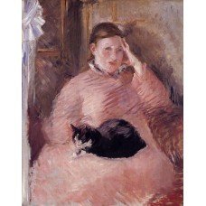 Woman with a Cat Portrait of Madame Manet