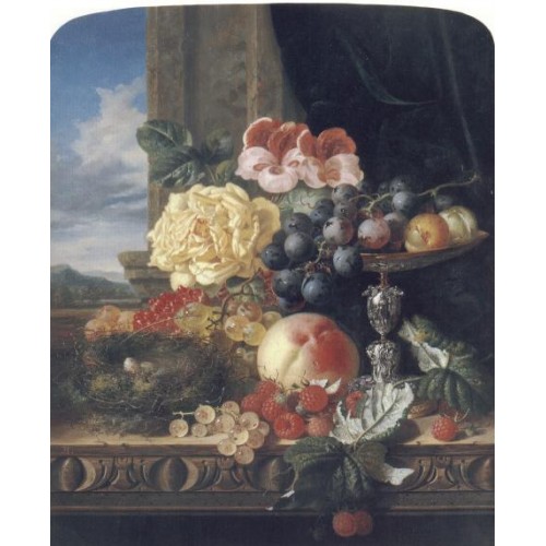 Still Life with Fruit Flowers and a Bird's Nest