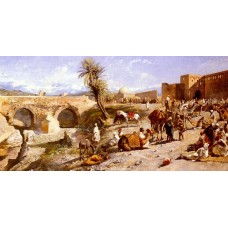 The Arrival Of A Caravan Outside Marakesh