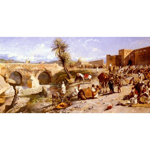 The Arrival Of A Caravan Outside Marakesh