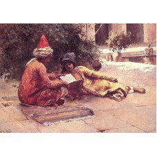 Two Arabs reading in a Courtyard