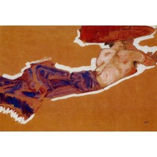 Reclining Semi Nude with Red Hat (Gertrude Schiele)