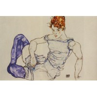 Seated Woman in Violet Stockings