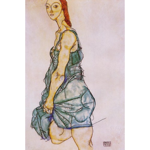 Standing Woman in a Green Skirt