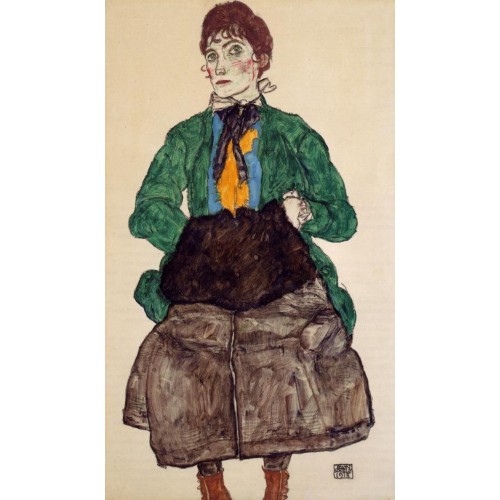 Woman in a Green Blouse and Muff