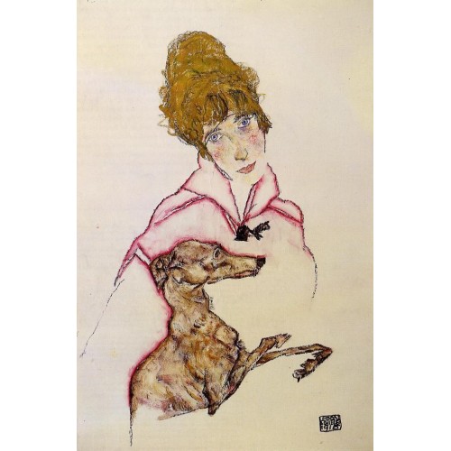 Woman with Greyhound (Edith Schiele)