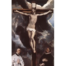 Christ on the Cross Adored by Donors