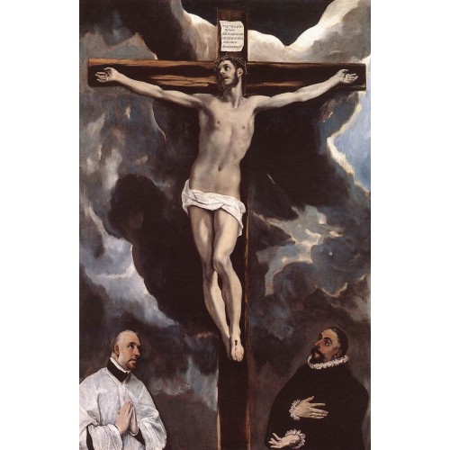 Christ on the Cross Adored by Donors