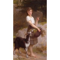 Young Girl with Goat Flowers