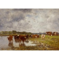 Cows in a Meadow on the Banks of the Toques