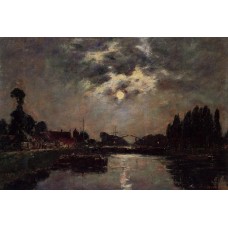 Saint Valery sur Somme Moonrise over the Canal