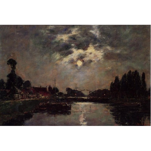 Saint Valery sur Somme Moonrise over the Canal