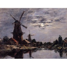 Windmills and Canel near Dordrecht