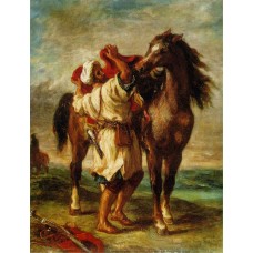 Arab Saddling his Horse