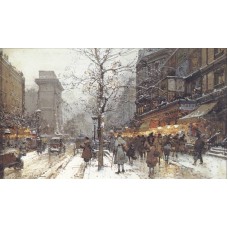 A Busy Boulavard Under Snow at Porte St Martin Paris