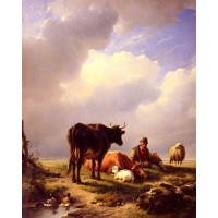 A Farmer At Rest With His Stock