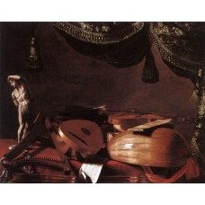 Still Life with Musical Instruments and a Small Classical St