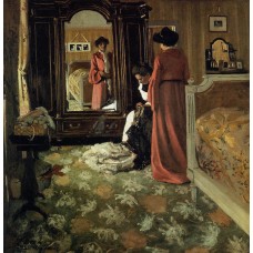 Interior Bedroom with Two Figures