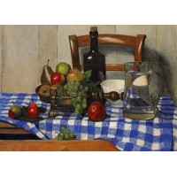 Still Life with Blue Checkered Tablecloth