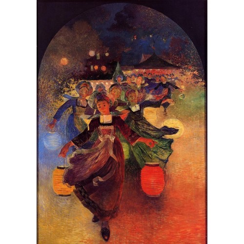 Breton Girls with Chinese Lanterns