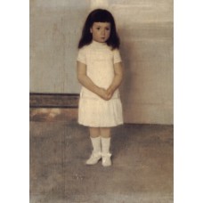 A Portrait of a Standing Girl in White