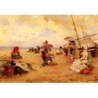 The Artist Sketching On A Beach