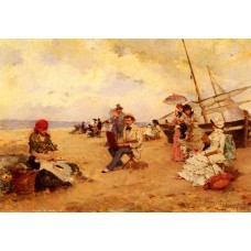 The Artist Sketching On A Beach
