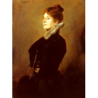 Portrait Of A Lady Wearing A Black Coat With Fur Collar