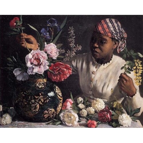 African woman with Peonies