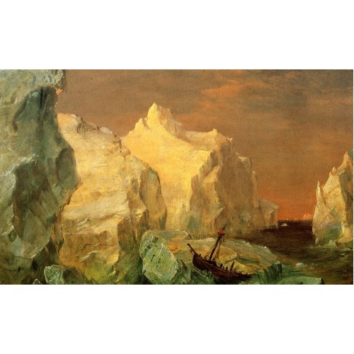 Icebergs and Wreck in Sunset