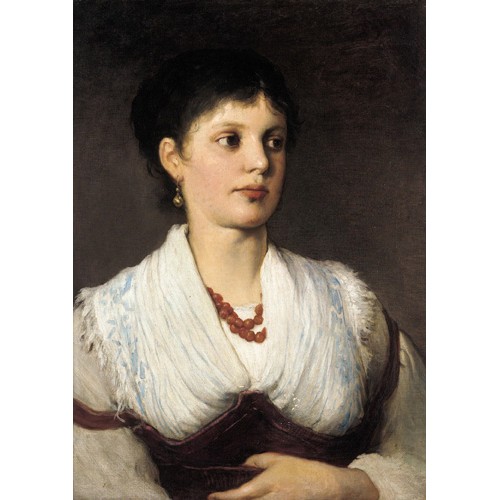 A portrait of a woman in native costume