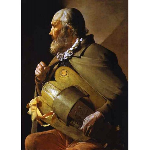 Hurdy Gurdy Player with a Ribbon
