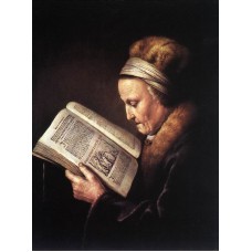 Old Woman Reading a Bible