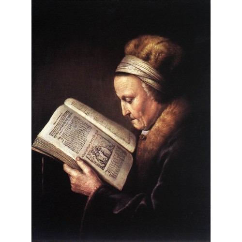 Old Woman Reading a Bible