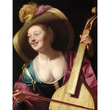 A young woman playing a viola da gamba