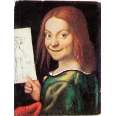 Read headed Youth Holding a Drawing