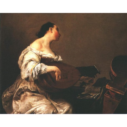 Woman Playing a Lute