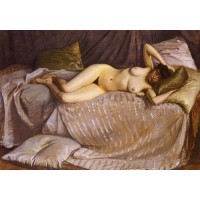 Naked Woman Lying on a Couch