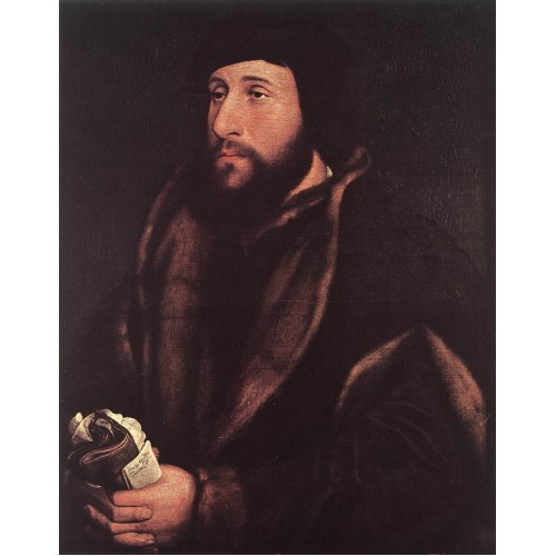 Portrait of a Man Holding Gloves and Letter